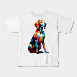 Vibrant American Leopard Hound in Splash Art Style Kids T-Shirt